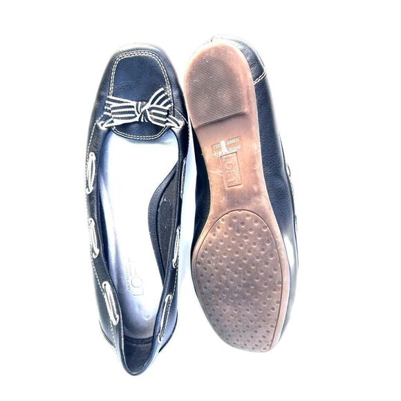 Women's ANN TAYLOR LOFT black cute bow white Synthetic Upper square toe low 7-8 - Picture 4 of 8